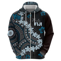 Bula Fiji Women's Day Zip Hoodie Indigo Masi Tapa