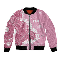 Bula Fiji Women's Day Bomber Jacket Pink Masi Tapa