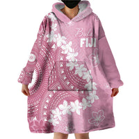 Bula Fiji Women's Day Wearable Blanket Hoodie Pink Masi Tapa