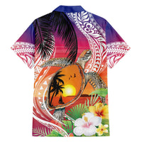 Polynesian Dreamy Turtle Family Matching Puletasi and Hawaiian Shirt Sunset Scenery