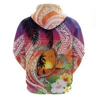 Polynesian Dreamy Turtle Zip Hoodie Sunset Scenery LT7 - Polynesian Pride