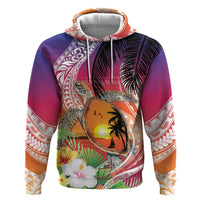Polynesian Dreamy Turtle Zip Hoodie Sunset Scenery LT7 Pullover Hoodie Art - Polynesian Pride