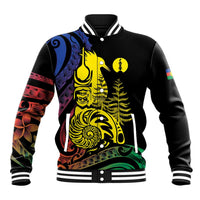 New Caledonia Kanaky Baseball Jacket Stylized Fleche Faitiere With Kagu Bird