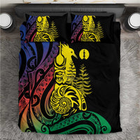 New Caledonia Kanaky Bedding Set Stylized Fleche Faitiere With Kagu Bird