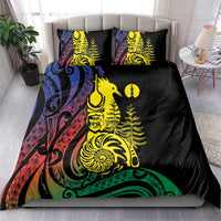 New Caledonia Kanaky Bedding Set Stylized Fleche Faitiere With Kagu Bird
