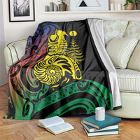 New Caledonia Kanaky Blanket Stylized Fleche Faitiere With Kagu Bird