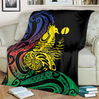 New Caledonia Kanaky Blanket Stylized Fleche Faitiere With Kagu Bird