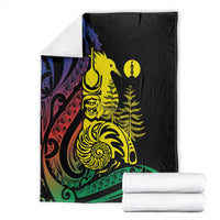 New Caledonia Kanaky Blanket Stylized Fleche Faitiere With Kagu Bird