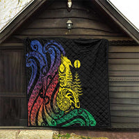 New Caledonia Kanaky Quilt Stylized Fleche Faitiere With Kagu Bird