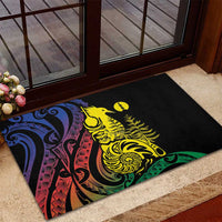 New Caledonia Kanaky Rubber Doormat Stylized Fleche Faitiere With Kagu Bird