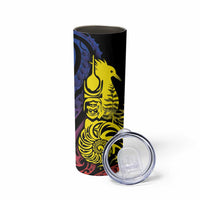 New Caledonia Kanaky Skinny Tumbler Stylized Fleche Faitiere With Kagu Bird