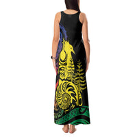 New Caledonia Kanaky Tank Maxi Dress Stylized Fleche Faitiere With Kagu Bird