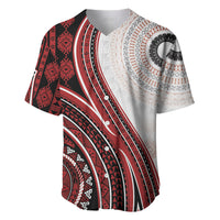 Bula Fiji Vintage Tapa Baseball Jersey Kaivity Masi Wave Motifs - Red LT7 Red - Polynesian Pride