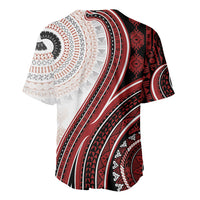 Bula Fiji Vintage Tapa Baseball Jersey Kaivity Masi Wave Motifs - Red LT7 - Polynesian Pride