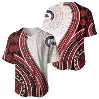 Bula Fiji Vintage Tapa Baseball Jersey Kaivity Masi Wave Motifs - Red LT7 - Polynesian Pride