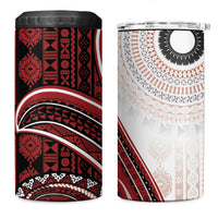 Bula Fiji Vintage Tapa 4 in 1 Can Cooler Tumbler Kaivity Masi Wave Motifs - Red