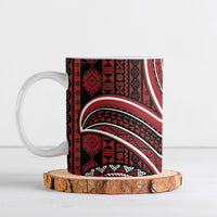 Bula Fiji Vintage Tapa Ceramic Mug Kaivity Masi Wave Motifs - Red