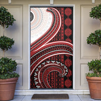Bula Fiji Vintage Tapa Door Cover Kaivity Masi Wave Motifs - Red