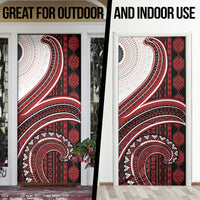 Bula Fiji Vintage Tapa Door Cover Kaivity Masi Wave Motifs - Red