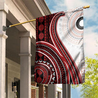 Bula Fiji Vintage Tapa Garden Flag Kaivity Masi Wave Motifs - Red LT7 House Flag Red - Polynesian Pride
