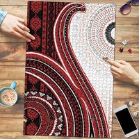 Bula Fiji Vintage Tapa Puzzle Kaivity Masi Wave Motifs - Red LT7 Red - Polynesian Pride