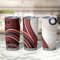 Bula Fiji Vintage Tapa Tumbler Cup Kaivity Masi Wave Motifs - Red LT7 - Polynesian Pride