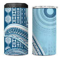 Bula Fiji Vintage Tapa 4 in 1 Can Cooler Tumbler Kaivity Masi Wave Motifs - Turquoise