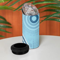 Bula Fiji Vintage Tapa 4 in 1 Can Cooler Tumbler Kaivity Masi Wave Motifs - Turquoise