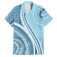 Bula Fiji Vintage Tapa Family Matching Mermaid Dress and Hawaiian Shirt Kaivity Masi Wave Motifs - Turquoise