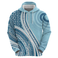 Bula Fiji Vintage Tapa Hoodie Kaivity Masi Wave Motifs - Turquoise LT7 - Polynesian Pride