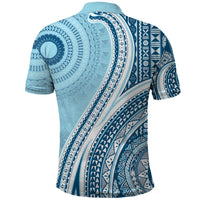 Bula Fiji Vintage Tapa Polo Shirt Kaivity Masi Wave Motifs - Turquoise