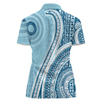 Bula Fiji Vintage Tapa Women Polo Shirt Kaivity Masi Wave Motifs - Turquoise