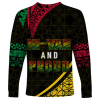 Personalised Vanuatu Long Sleeve Shirt Melanesian Sand Drawing Mixed - Ni Van and Proud LT7 - Polynesian Pride