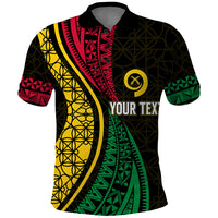 Custom Vanuatu Polo Shirt Melanesian Sand Drawing Mixed Ni Van and Proud LT7 Black - Polynesian Pride