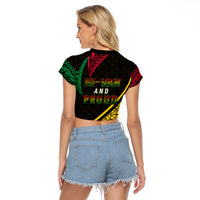 Personalised Vanuatu Raglan Cropped T Shirt Melanesian Sand Drawing Mixed - Ni Van and Proud LT7 - Polynesian Pride