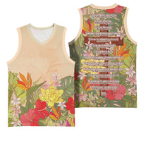 Mahalo Hawaii - Ka Pule a ka Haku Basketball Jersey Tropical Flowers