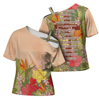 Mahalo Hawaii - Ka Pule a ka Haku Cross Shoulder Shirt Tropical Flowers