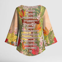 Mahalo Hawaii - Ka Pule a ka Haku Kimono Sleeve Blouse Tropical Flowers