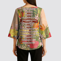 Mahalo Hawaii - Ka Pule a ka Haku Kimono Sleeve Blouse Tropical Flowers