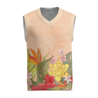 Mahalo Hawaii - Ka Pule a ka Haku Christmas Knitted V-Neck Vest Tropical Flowers