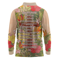 Mahalo Hawaii - Ka Pule a ka Haku Long Sleeve Polo Shirt Tropical Flowers