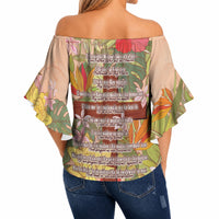 Mahalo Hawaii - Ka Pule a ka Haku Off Shoulder Wrap Waist Top Tropical Flowers