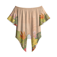 Mahalo Hawaii - Ka Pule a ka Haku Off Shoulder Wrap Waist Top Tropical Flowers