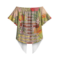 Mahalo Hawaii - Ka Pule a ka Haku Off Shoulder Wrap Waist Top Tropical Flowers