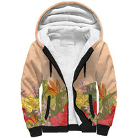 Mahalo Hawaii - Ka Pule a ka Haku Sherpa Hoodie Tropical Flowers