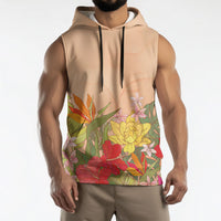 Mahalo Hawaii - Ka Pule a ka Haku Sleeveless Hoodie Tropical Flowers