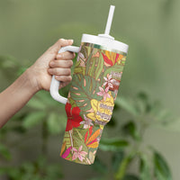 Mahalo Hawaii - Ka Pule a ka Haku Tumbler With Handle Tropical Flowers