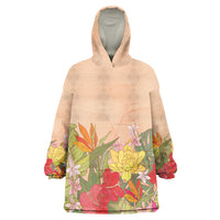 Mahalo Hawaii - Ka Pule a ka Haku Wearable Blanket Hoodie Tropical Flowers