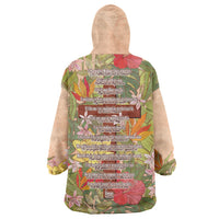 Mahalo Hawaii - Ka Pule a ka Haku Wearable Blanket Hoodie Tropical Flowers