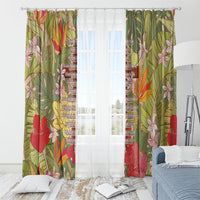Mahalo Hawaii - Ka Pule a ka Haku Window Curtain Tropical Flowers